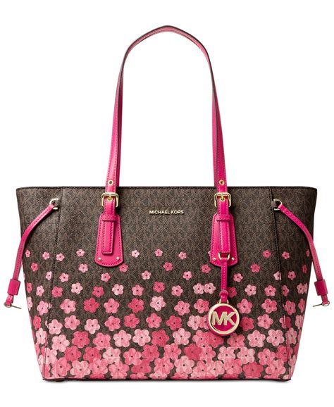 michael kors coin purse floral pink|Michael Kors pink canvas tote.